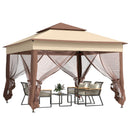 Outsunny Garden Folding Tent Heavy Duty Pop Up Gazebo for Party Khaki