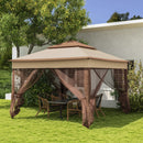 Outsunny Garden Folding Tent Heavy Duty Pop Up Gazebo for Party Khaki
