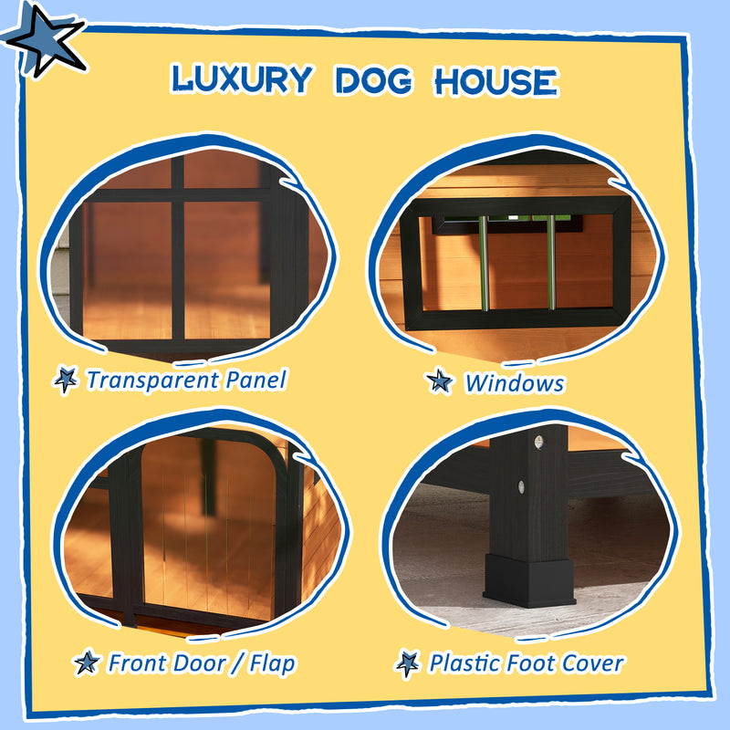 PawHut Wooden Dog Kennel, Dog House with Removable Floor