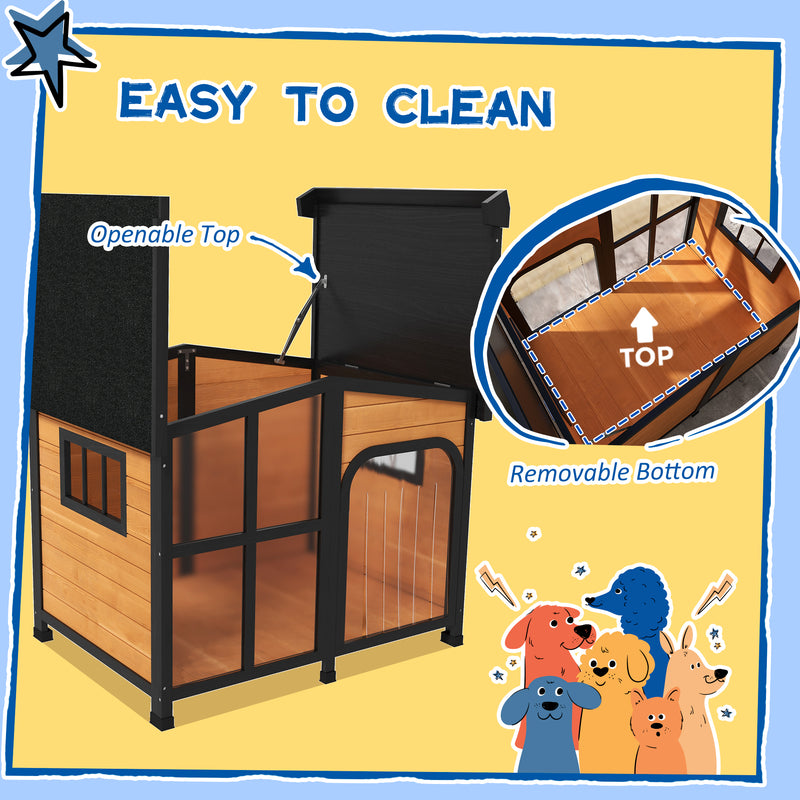 PawHut Wooden Dog Kennel, Dog House with Removable Floor