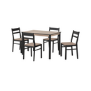 RADLEY 1+4 DINING SET - BLACK/OAK EFFECT/OAT FABRIC