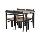 RADLEY 1+4 DINING SET - BLACK/OAK EFFECT/OAT FABRIC