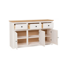 PANAMA 3 DOOR 3 DRAWER SIDEBOARD - WHITE/NATURAL WAX