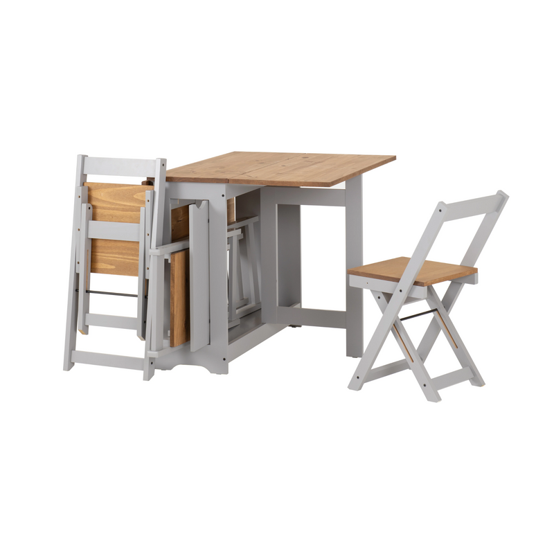 SANTOS BUTTERFLY DINING SET (X4 CHAIRS) - GREY SLATE/DISTRESSED WAXED PINE