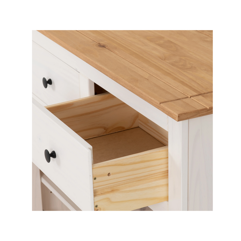 PANAMA 3 DOOR 3 DRAWER SIDEBOARD - WHITE/NATURAL WAX