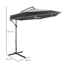 Outsunny Garden Banana Parasol with Cantilever Umbrella 3m - Grey