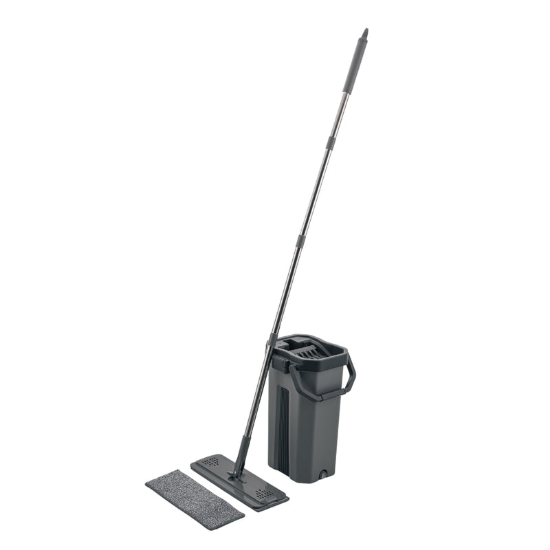 Lewis's Flat Mop with Bucket - Light Grey