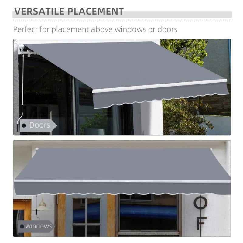 Outsunny Garden Sun Shade Canopy Retractable Awning 4 x 3m - Grey