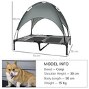 PawHut Elevated Dog Bed with Canopy 92cm - Grey