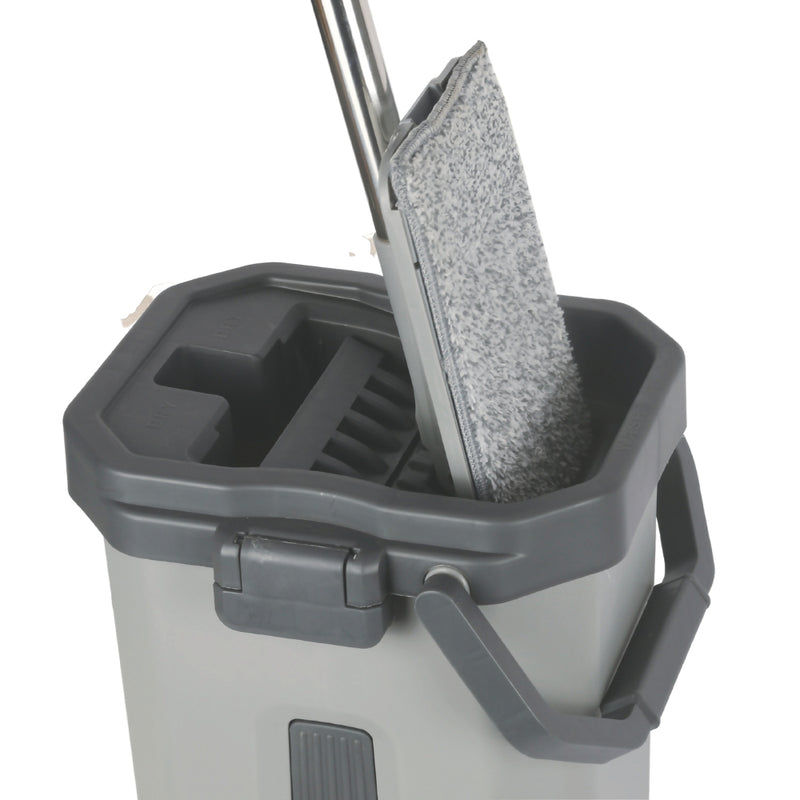 Lewis's Flat Mop with Bucket - Light Grey