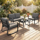Outsunny 4 Piece Garden Furniture Set, Outdoor Sofa Set, Black