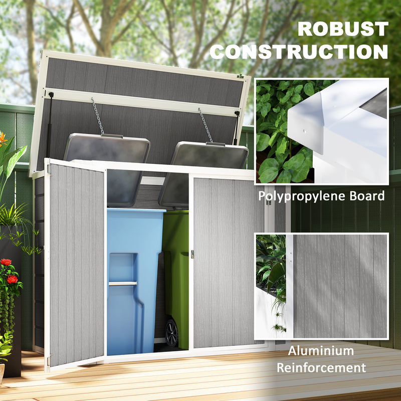 Outsunny 4.7 x 2.5FT Lockable Garden Shed, 2-Bin Storage Shed, Light Grey