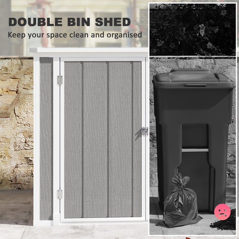 Outsunny 4.7 x 2.5FT Lockable Garden Shed, 2-Bin Storage Shed, Light Grey