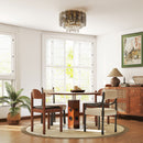 HOMCOM Vintage Ceiling Light With Dual Crystal And Smoke Glass Shade, Gold