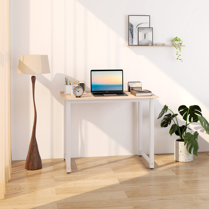 HOMCOM Computer Desk Dining Table Writing Table with Metal Frame, White