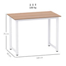 HOMCOM Computer Desk Dining Table Writing Table with Metal Frame, White