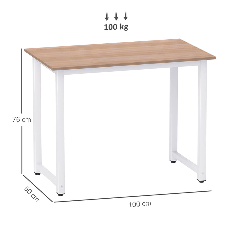 HOMCOM Computer Desk Dining Table Writing Table with Metal Frame, White