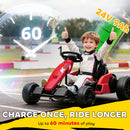AIYAPLAY 24V Electric Go Kart With Drift Mode, Adjustable Seat, Red