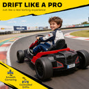AIYAPLAY 24V Electric Go Kart With Drift Mode, Adjustable Seat, Red