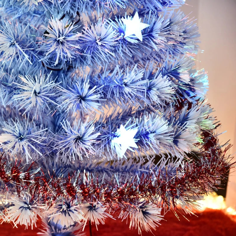 HOMCOM Artificial Fibre Optic Christmas Tree with Star Topper 6ft - White