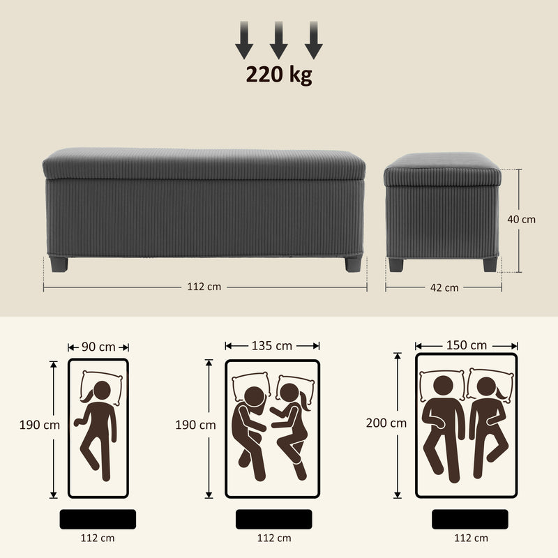 HOMCOM Storage Ottoman with Lid, 112cm Bench Chest Box