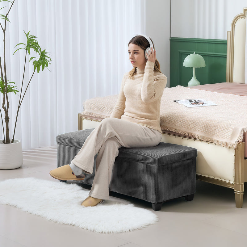 HOMCOM Storage Ottoman with Lid, 112cm Bench Chest Box