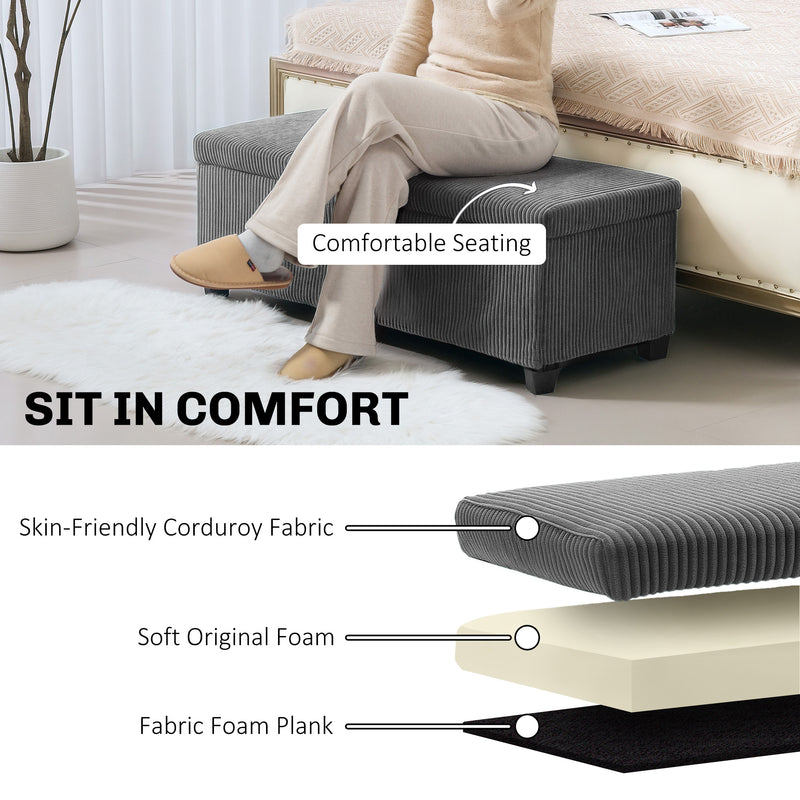 HOMCOM Storage Ottoman with Lid, 112cm Bench Chest Box