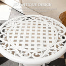Outsunny 60cm Round Garden Table With Cast Aluminium Frame, White