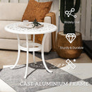 Outsunny 60cm Round Garden Table With Cast Aluminium Frame, White