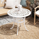 Outsunny 60cm Round Garden Table With Cast Aluminium Frame, White