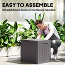 Outsunny 93L Plastic Garden Storage Box, Storage Container w/ Handles, Brown