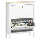 HOMCOM 2 Drawer Shoe Cabinet with Flip Doors for Hallway, Entryway, White