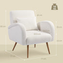 HOMCOM Teddy Fleece Upholstered Accent Chair with Metal Legs, Cream White