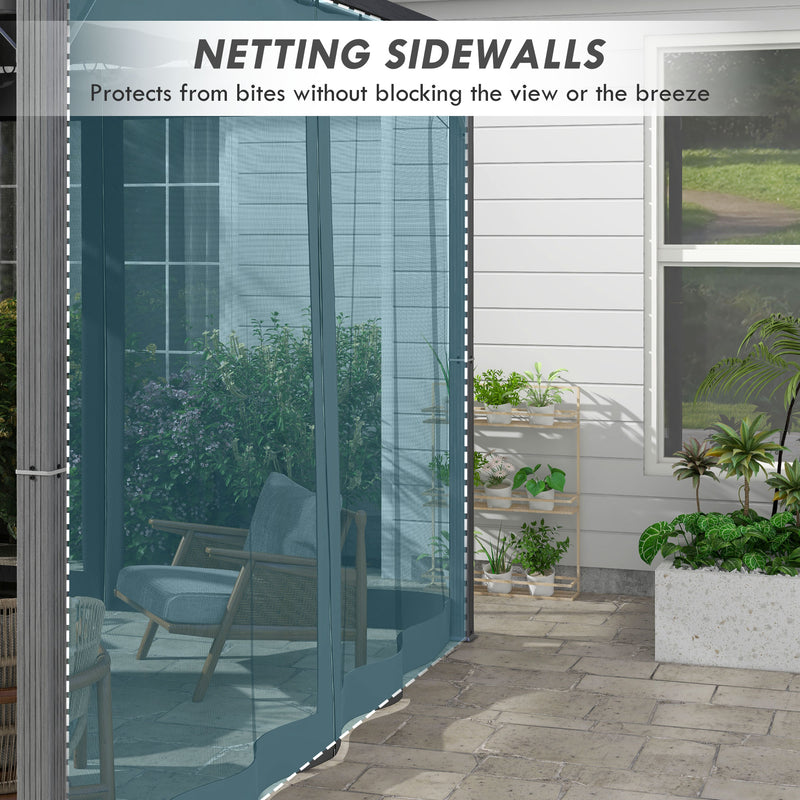 Outsunny Pergola With Retractable Roof And Netting, Dark Grey