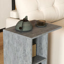 HOMCOM C-Shape End Table Storage Unit W/ 2 Shelves 4 Wheels Home