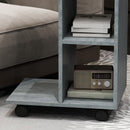 HOMCOM C-Shape End Table Storage Unit W/ 2 Shelves 4 Wheels Home
