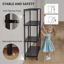 HOMCOM Industrial Bookshelf Bookcase W/ Open Shelves For Study