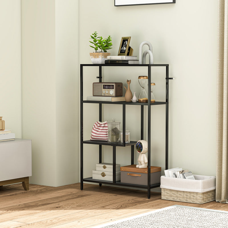 HOMCOM Industrial Bookshelf Bookcase W/ Open Shelves For Study