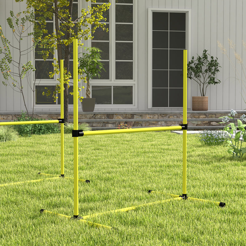PawHut 4 Pieces Dog Agility Training Equipment with Carrying Bag, Yellow