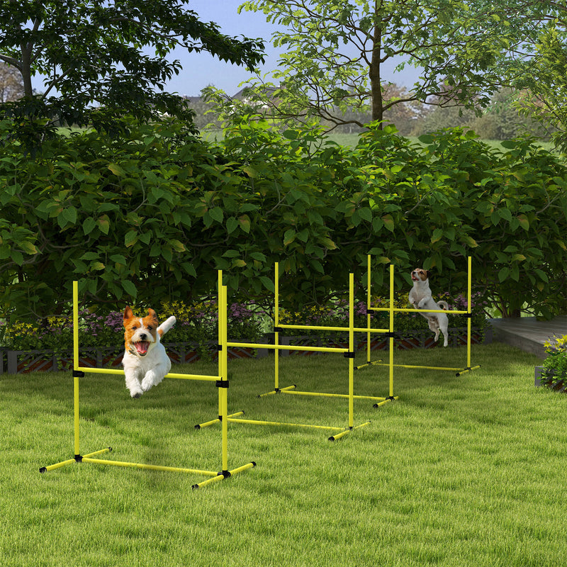 PawHut 4 Pieces Dog Agility Training Equipment with Carrying Bag, Yellow