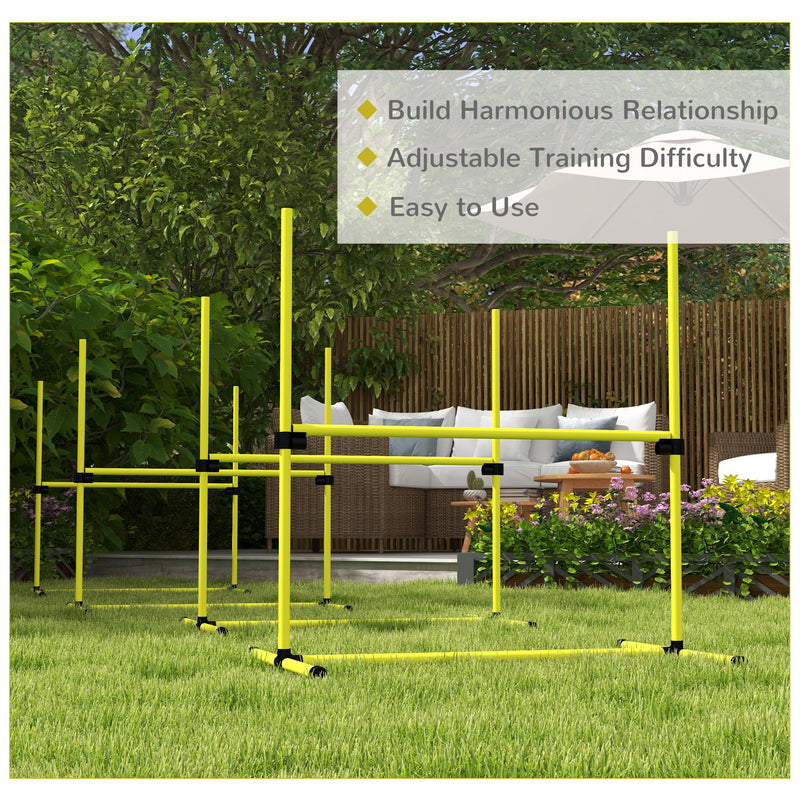 PawHut 4 Pieces Dog Agility Training Equipment with Carrying Bag, Yellow