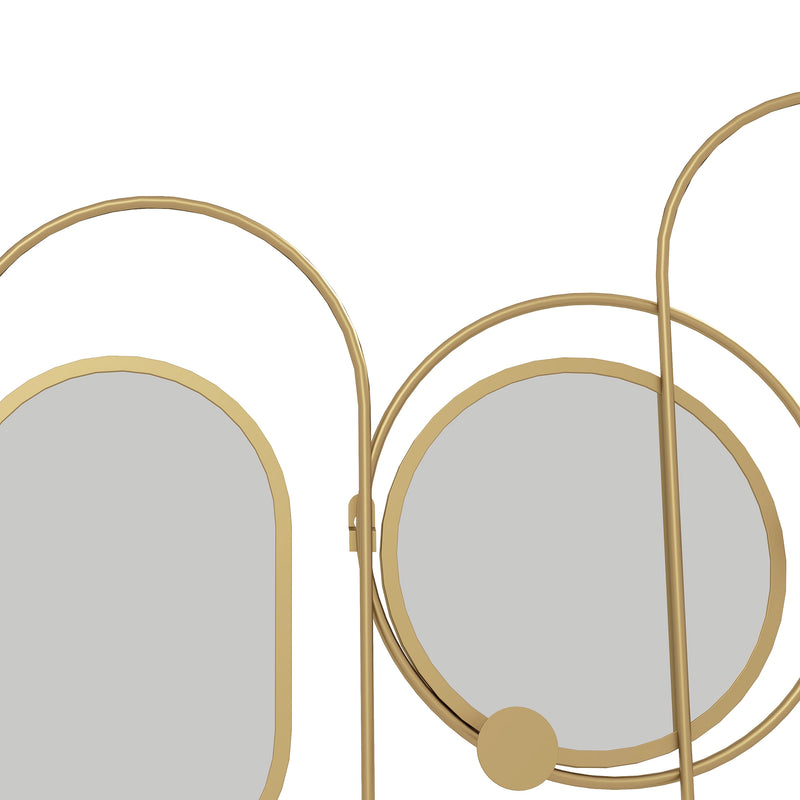 HOMCOM Metal Wall Art with Mirrors, Coat Hooks, Decorative Mirror Decor, Gold