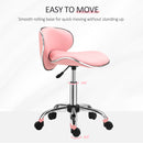 HOMCOM Office Chair Beauty Salon Rolling Technician Stool Chair - Black/Grey/Pink