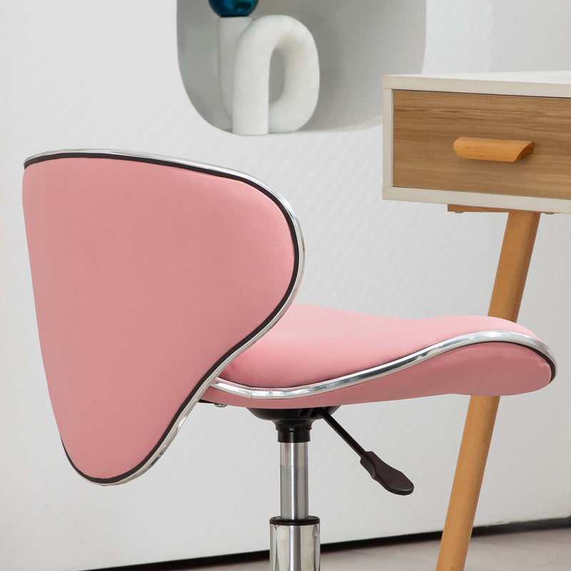 HOMCOM Office Chair Beauty Salon Rolling Technician Stool Chair Pink