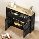 HOMCOM Sideboard, Storage Cabinet With 2 Drawers, 3 Open Shelves, Black