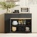 HOMCOM Sideboard, Storage Cabinet With 2 Drawers, 3 Open Shelves, Black