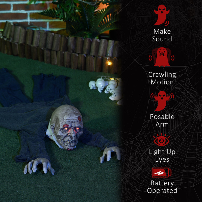HOMCOM 5.2ft Halloween Outdoor Decoration Crawling Zombie, Sound Activated