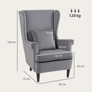 HOMCOM Wingback Chair, Modern Accent Chair For Living Room Bedroom
