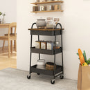 HOMCOM Rolling Utility Cart with Mesh Baskets for Kitchen Rustic Brown Black