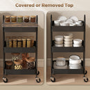 HOMCOM Rolling Utility Cart with Mesh Baskets for Kitchen Rustic Brown Black